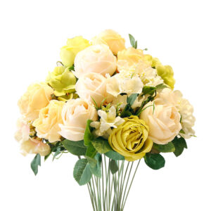 SOGA 3pcs Artificial Silk with 15 Heads Flower Fake Rose Bouquet Table Decor White, , , , , ,  - AU DEPOT 1