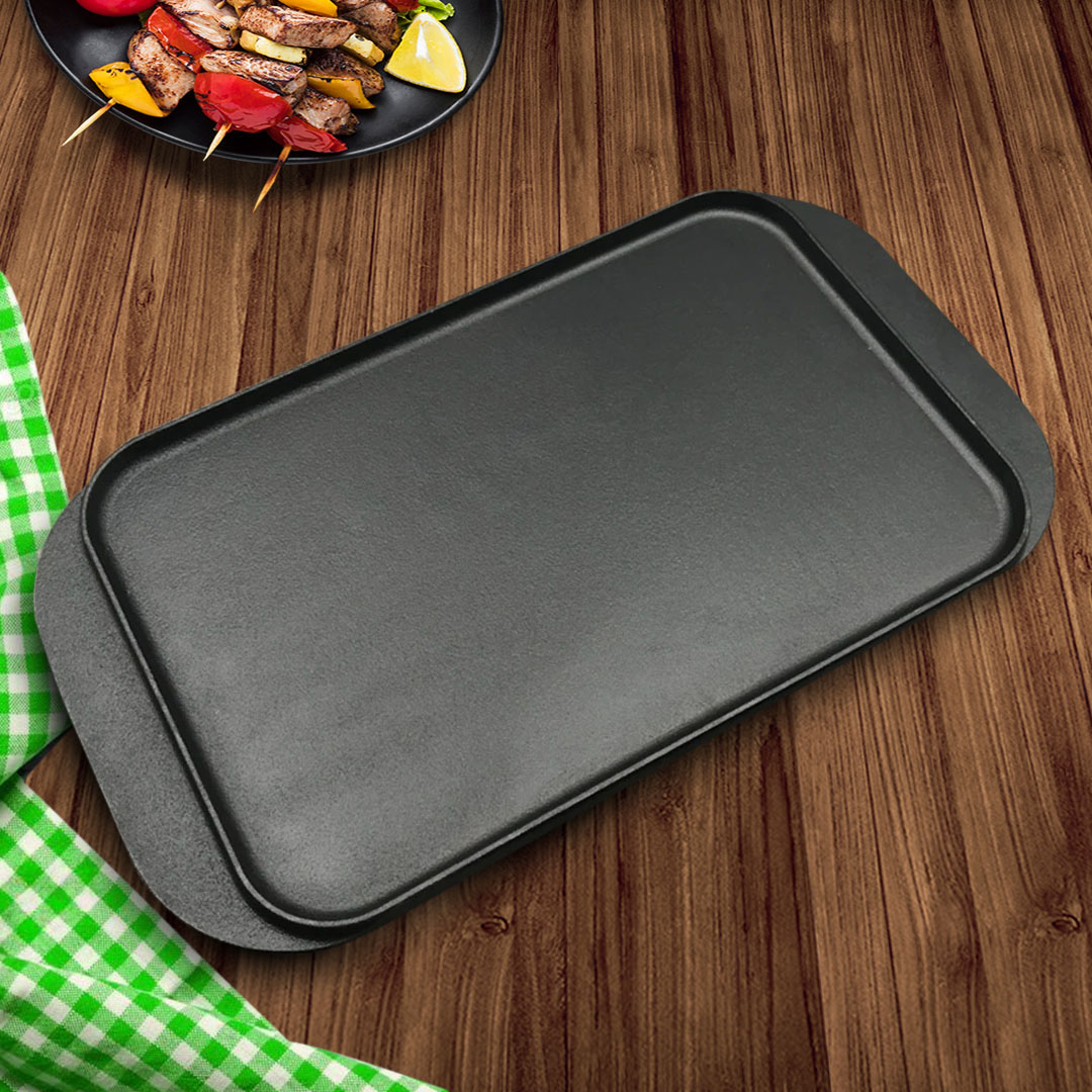 SOGA 47cm Cast Iron Ridged Griddle Hot Plate Grill Pan BBQ Stovetop, , , , , ,  - AU DEPOT 3