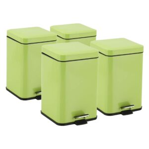 SOGA 4X 12L Foot Pedal Stainless Steel Rubbish Recycling Garbage Waste Trash Bin Square Green Kitchen Bins RubbishBinSquare12LGreenX4 AU DEPOT - AU DEPOT