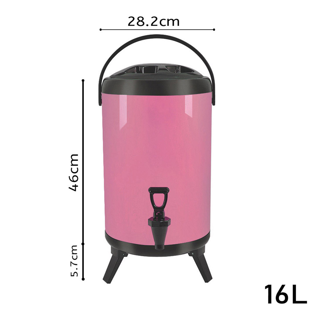 SOGA 4X 16L Stainless Steel Insulated Milk Tea Barrel Hot and Cold Beverage Dispenser Container with Faucet Pink, , , , , ,  - AU DEPOT 2