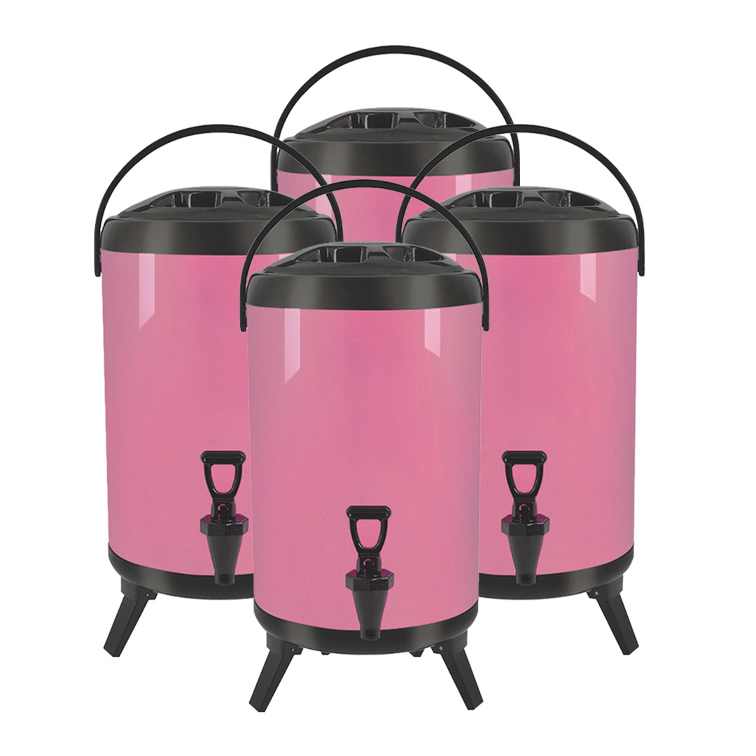 SOGA 4X 16L Stainless Steel Insulated Milk Tea Barrel Hot and Cold Beverage Dispenser Container with Faucet Pink, , , , , ,  - AU DEPOT 1