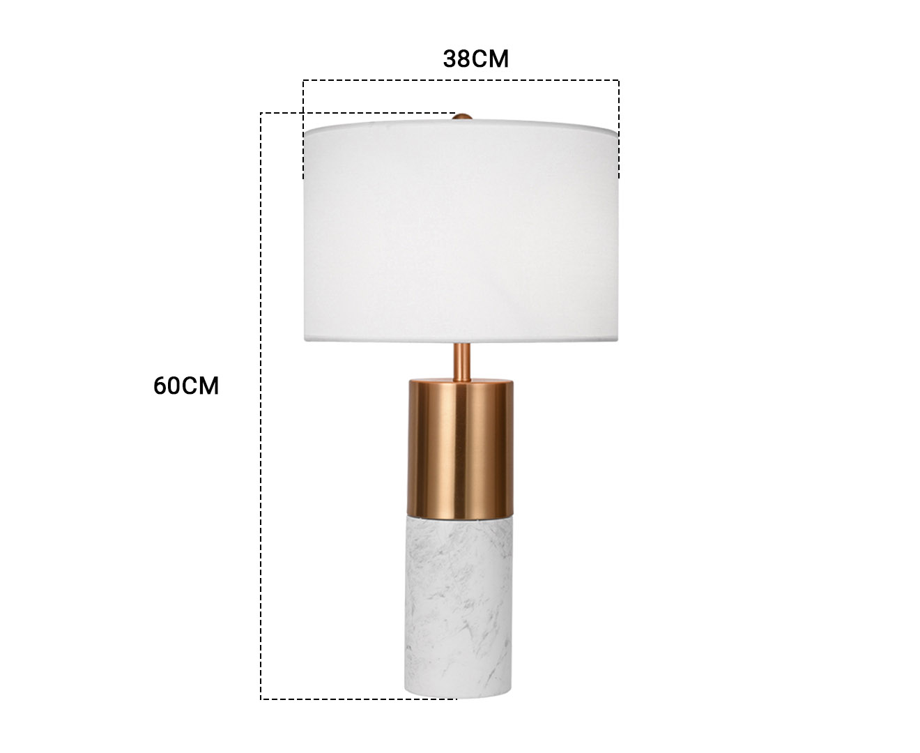 SOGA 4X 60cm White Marble Bedside Modern Desk Table Lamp Living Room Shade with Cylinder Base, , , , , ,  - AU DEPOT 2