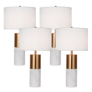 SOGA 4X 60cm White Marble Bedside Modern Desk Table Lamp Living Room Shade with Cylinder Base Lamps TableLampH60X4 AU DEPOT - AU DEPOT