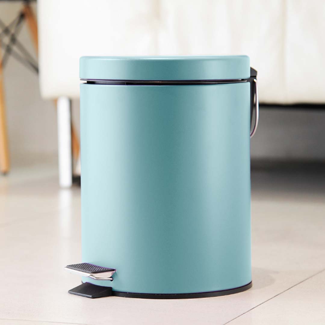 SOGA 4X 7L Foot Pedal Stainless Steel Rubbish Recycling Garbage Waste Trash Bin Round Blue, , , , , ,  - AU DEPOT 7