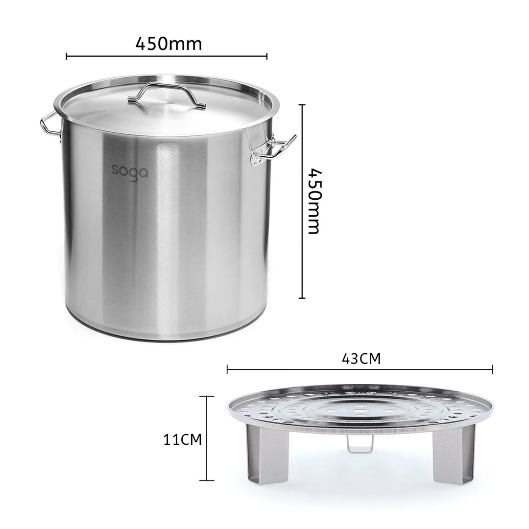 SOGA 50L Stainless Steel Stock Pot with Two Steamer Rack Insert Stockpot Tray, , , , , ,  - AU DEPOT 7