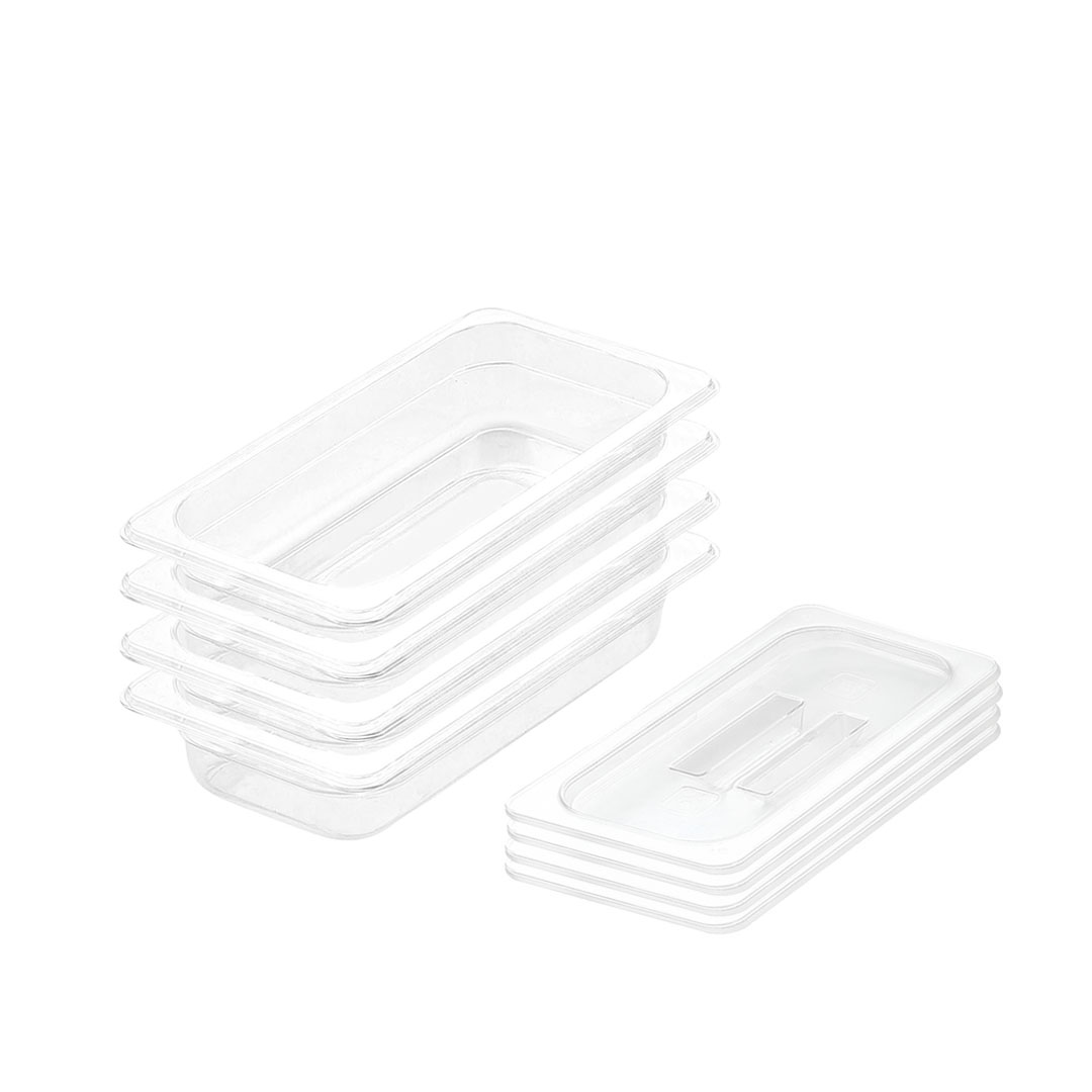 SOGA 65mm Clear Gastronorm GN Pan 1/3 Food Tray Storage Bundle of 4 with Lid, , , , , ,  - AU DEPOT 1