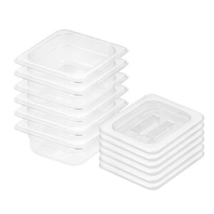 SOGA 65mm Clear Gastronorm GN Pan 16 Food Tray Storage Bundle of 6 with Lid Baking Trays VICPans1435wLidX6 AU DEPOT - AU DEPOT