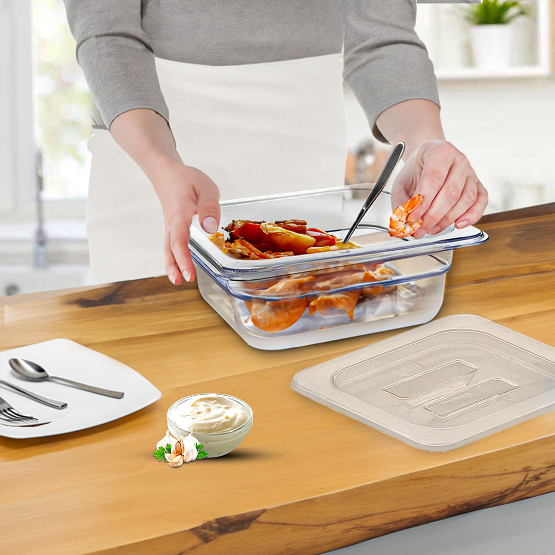 SOGA 65mm Clear Gastronorm GN Pan 1/6 Food Tray Storage Bundle of 6 with Lid, , , , , ,  - AU DEPOT 6