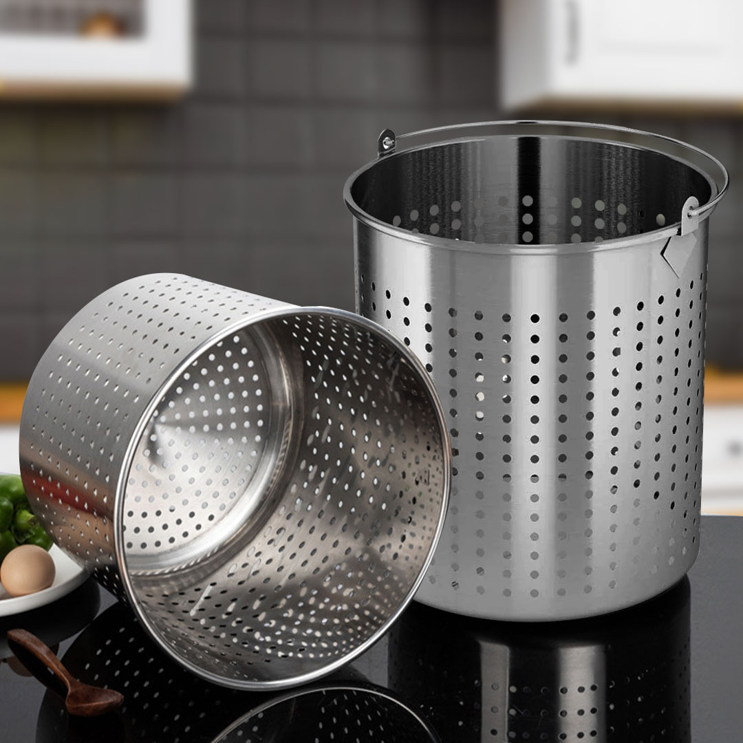 SOGA 71L 18/10 Stainless Steel Stockpot with Perforated Stock pot Basket Pasta Strainer, , , , , ,  - AU DEPOT 2