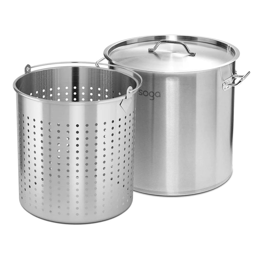 SOGA 71L 18/10 Stainless Steel Stockpot with Perforated Stock pot Basket Pasta Strainer, , , , , ,  - AU DEPOT 1