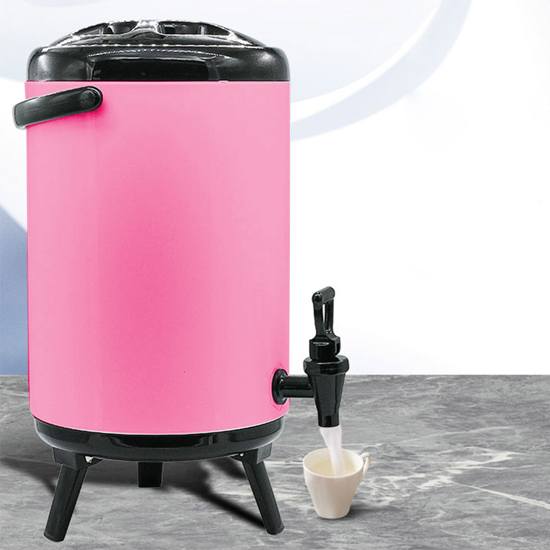 SOGA 8X 10L Stainless Steel Insulated Milk Tea Barrel Hot and Cold Beverage Dispenser Container with Faucet Pink, , , , , ,  - AU DEPOT 3