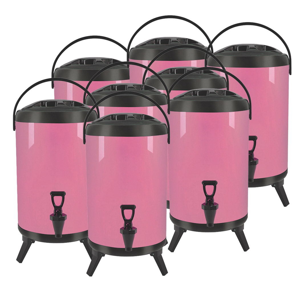 SOGA 8X 10L Stainless Steel Insulated Milk Tea Barrel Hot and Cold Beverage Dispenser Container with Faucet Pink, , , , , ,  - AU DEPOT 1