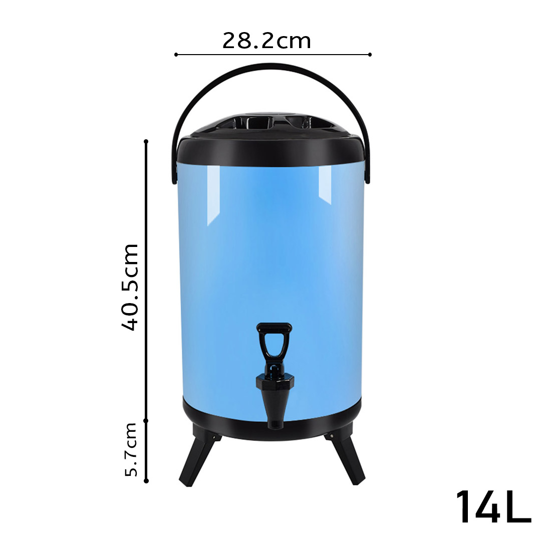 SOGA 8X 14L Stainless Steel Insulated Milk Tea Barrel Hot and Cold Beverage Dispenser Container with Faucet Blue, , , , , ,  - AU DEPOT 2