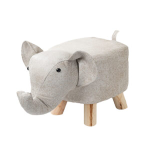 SOGA Beige Children Bench Elephant Character Round Ottoman Stool Soft Small Comfy Seat Home Decor, , , , , ,  - AU DEPOT 1