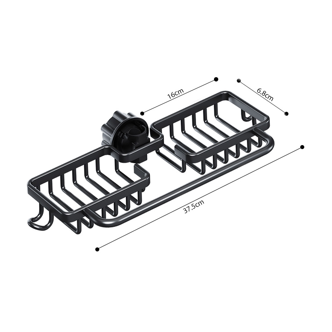 SOGA Black Kitchen Sink Organiser Faucet Soap Sponge Caddy Rack Drainer with Towel Bar Holder, , , , , ,  - AU DEPOT 6