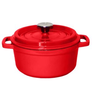 SOGA Cast Iron 22cm Enamel Porcelain Stewpot Casserole Stew Cooking Pot With Lid 2.7L Red Casserole Dishes Stewpot22cmRed AU DEPOT - AU DEPOT