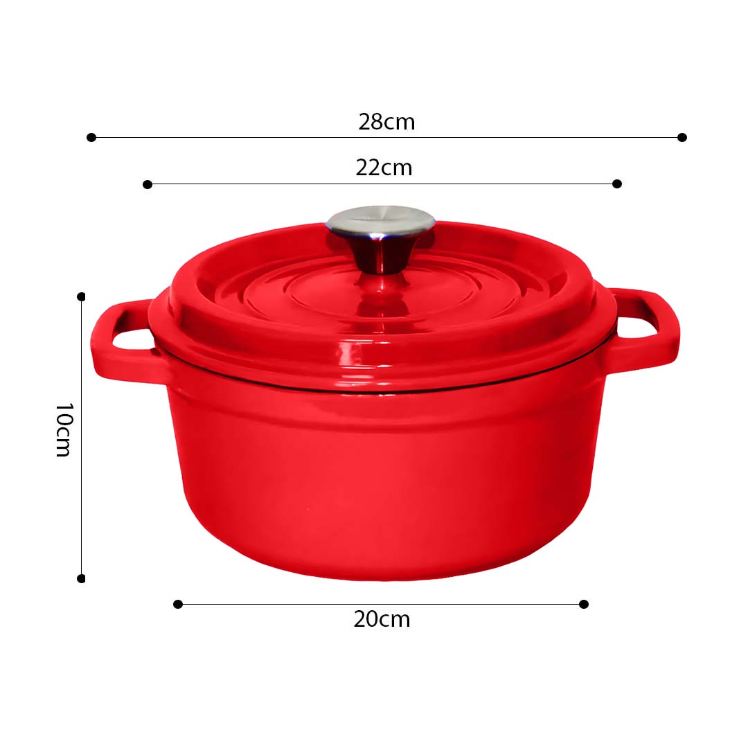 SOGA Cast Iron 22cm Enamel Porcelain Stewpot Casserole Stew Cooking Pot With Lid 2.7L Red, , , , , ,  - AU DEPOT 5