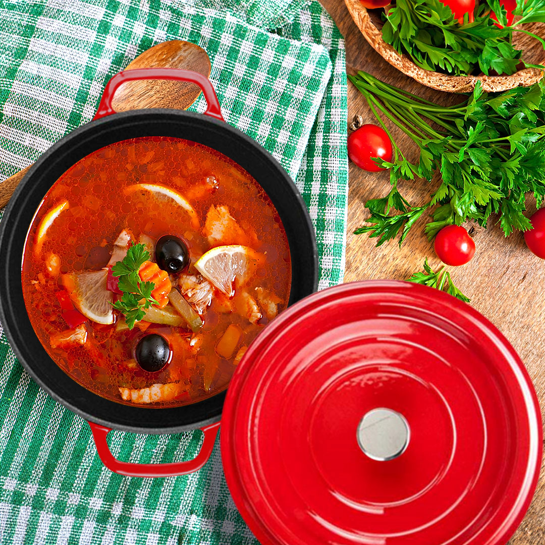 SOGA Cast Iron 22cm Enamel Porcelain Stewpot Casserole Stew Cooking Pot With Lid 2.7L Red, , , , , ,  - AU DEPOT 6