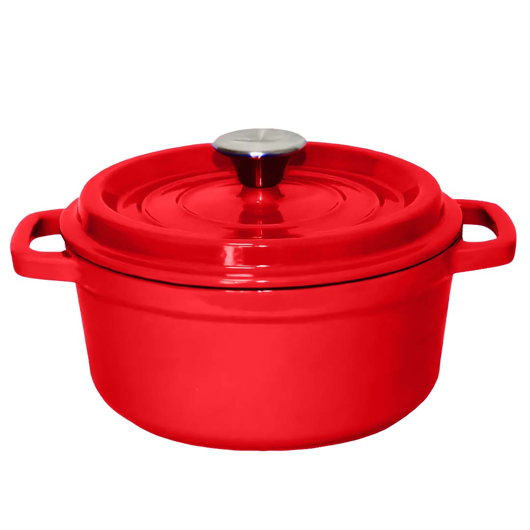 SOGA Cast Iron 22cm Enamel Porcelain Stewpot Casserole Stew Cooking Pot With Lid 2.7L Red, , , , , ,  - AU DEPOT 1