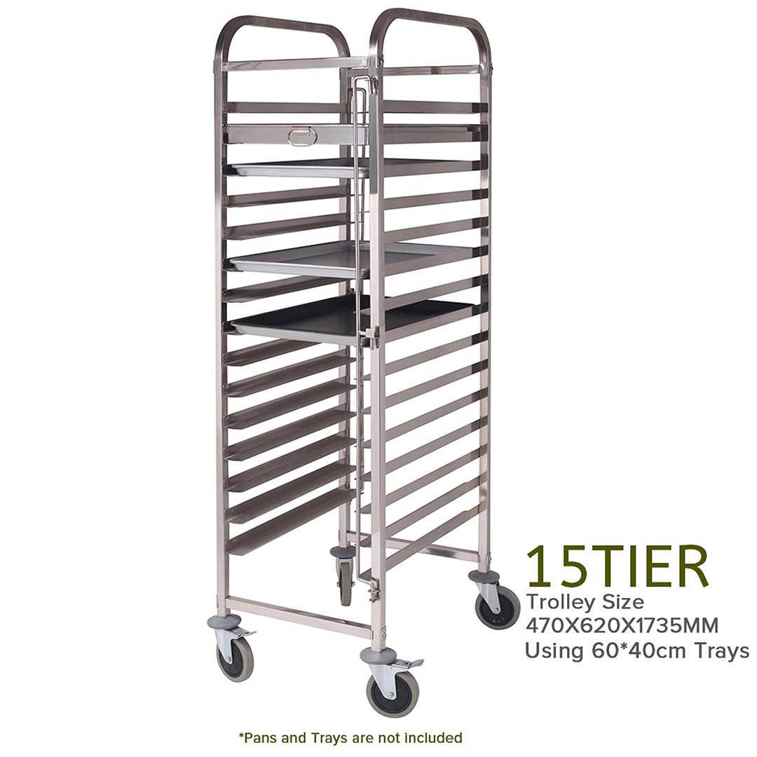 SOGA Gastronorm Trolley 16 Tier Stainless Steel with Aluminum Baking Pan Cooking Tray for Bakers, , , , , ,  - AU DEPOT 3