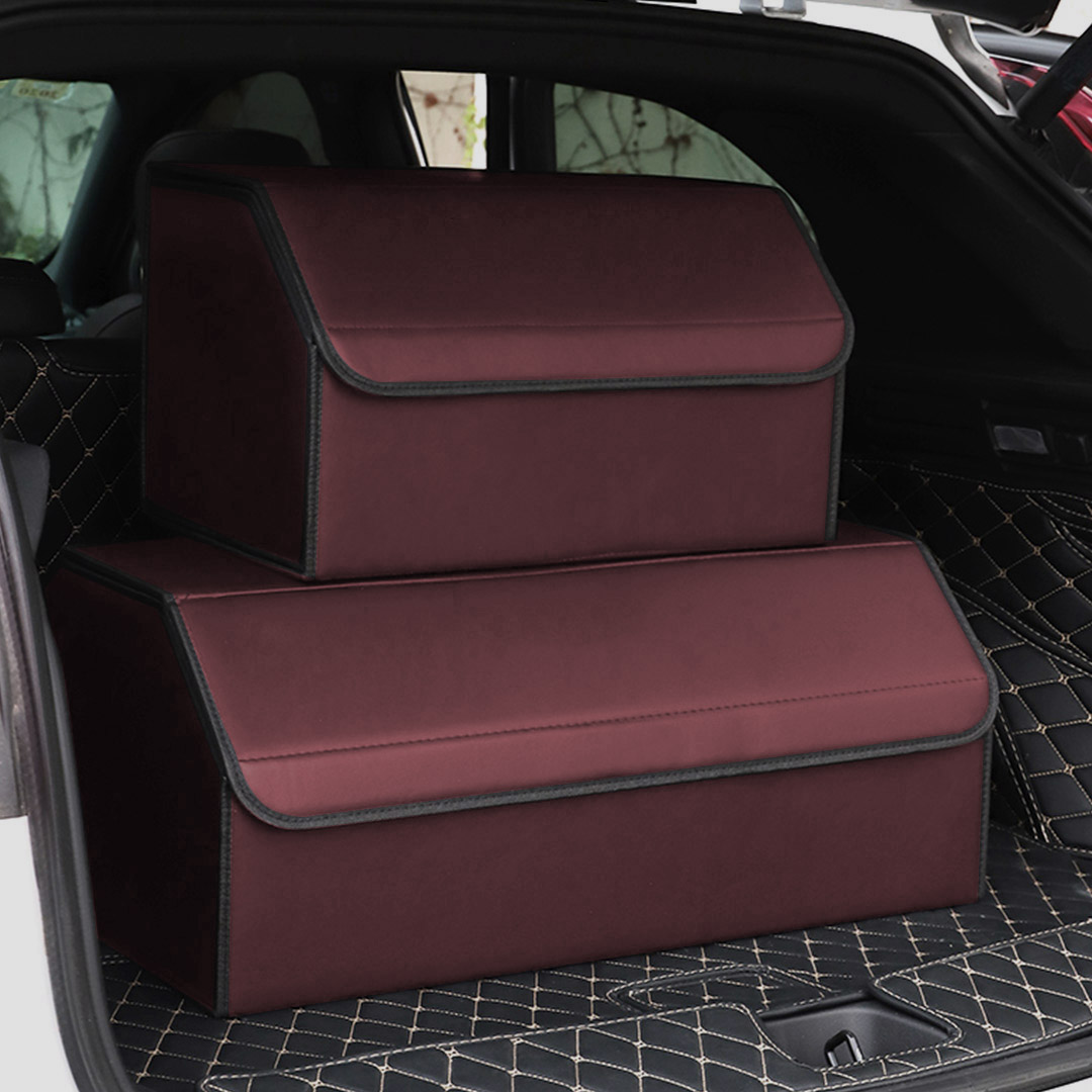 SOGA Leather Car Boot Collapsible Foldable Trunk Cargo Organizer Portable Storage Box Red Large, , , , , ,  - AU DEPOT 8