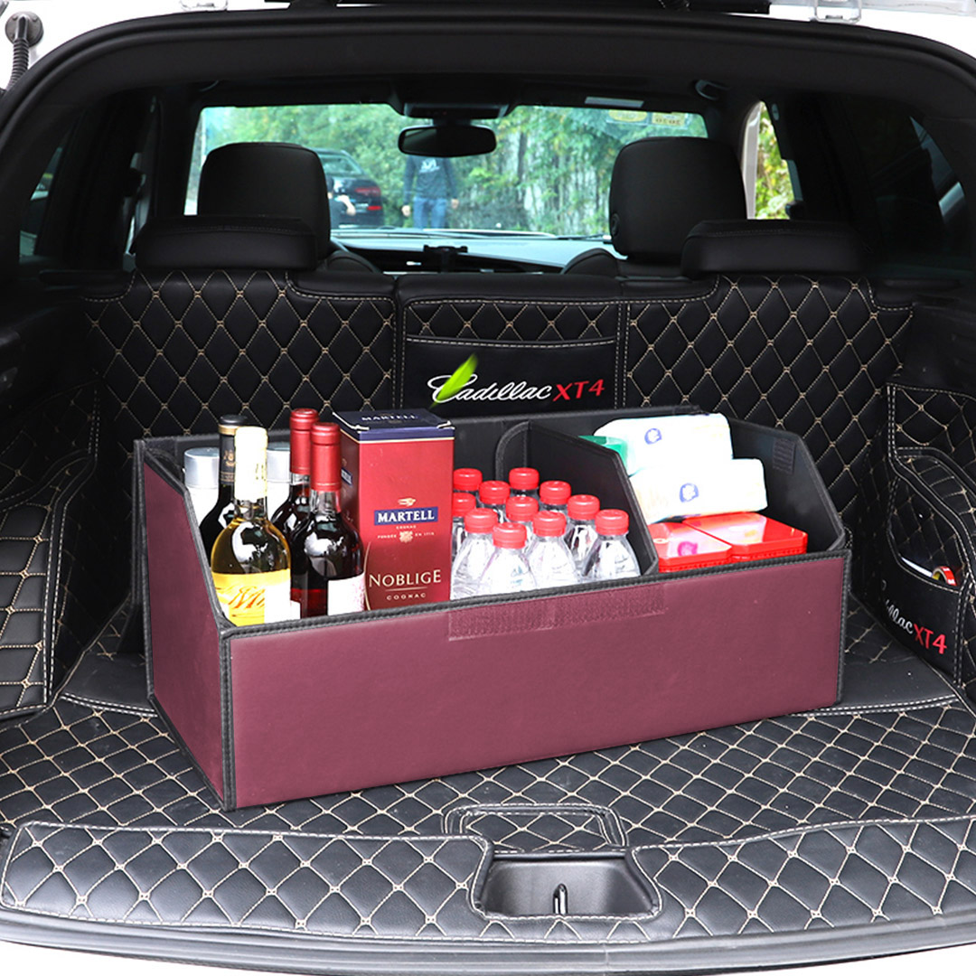 SOGA Leather Car Boot Collapsible Foldable Trunk Cargo Organizer Portable Storage Box Red Large, , , , , ,  - AU DEPOT 10