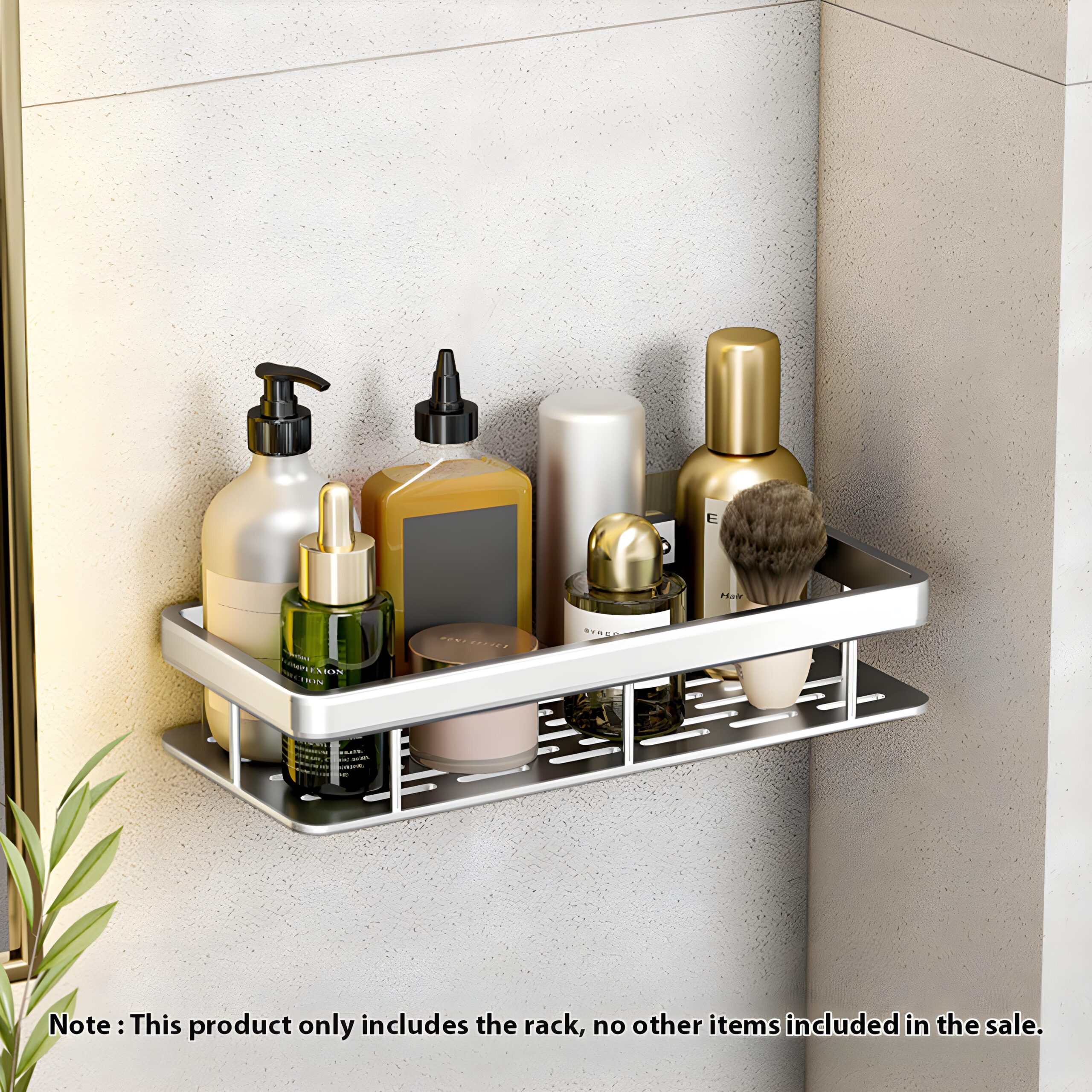 SOGA Silver Wall-Mounted Rectangular Bathroom Storage Organiser Space Saving Adhesive Shelf Rack, , , , , ,  - AU DEPOT 2