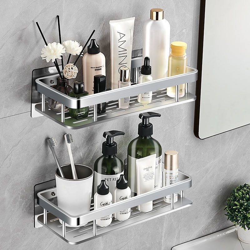 SOGA Silver Wall-Mounted Rectangular Bathroom Storage Organiser Space Saving Adhesive Shelf Rack, , , , , ,  - AU DEPOT 5