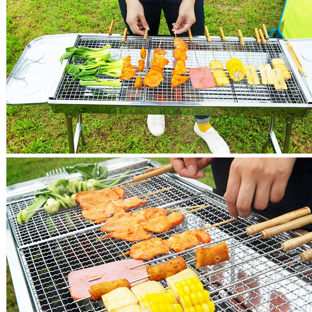 SOGA Skewers Grill Portable Stainless Steel Charcoal BBQ Outdoor 6-8 Persons, , , , , ,  - AU DEPOT 9