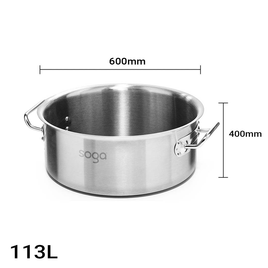 SOGA Stock Pot 113L Top Grade Thick Stainless Steel Stockpot 18/10 Without Lid, , , , , ,  - AU DEPOT 5