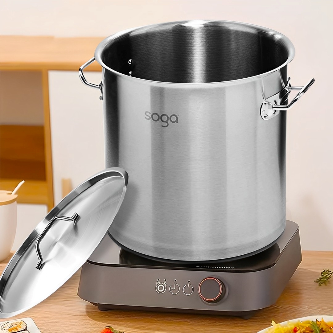 SOGA Stock Pot 12L 25L Top Grade Thick Stainless Steel Stockpot 18/10, , , , , ,  - AU DEPOT 2