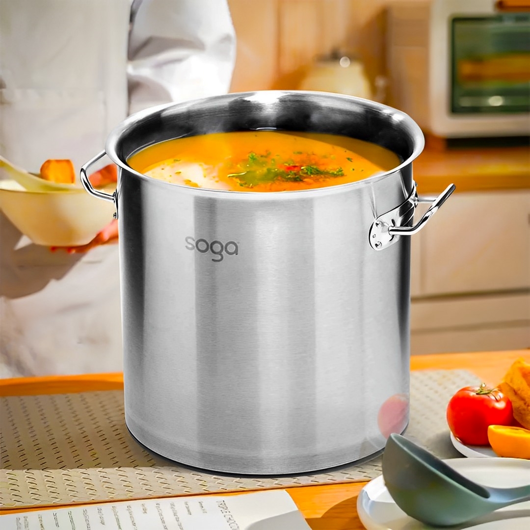 SOGA Stock Pot 12L 25L Top Grade Thick Stainless Steel Stockpot 18/10, , , , , ,  - AU DEPOT 3