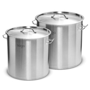 SOGA Stock Pot 12L 25L Top Grade Thick Stainless Steel Stockpot 1810 stock multi pots SOGAStockPot25CM32CMA AU DEPOT - AU DEPOT