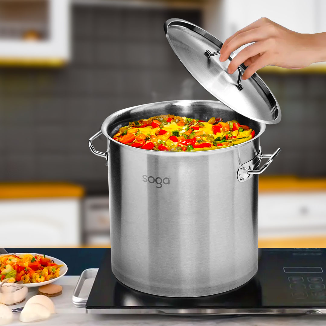 SOGA Stock Pot 12L 25L Top Grade Thick Stainless Steel Stockpot 18/10, , , , , ,  - AU DEPOT 8