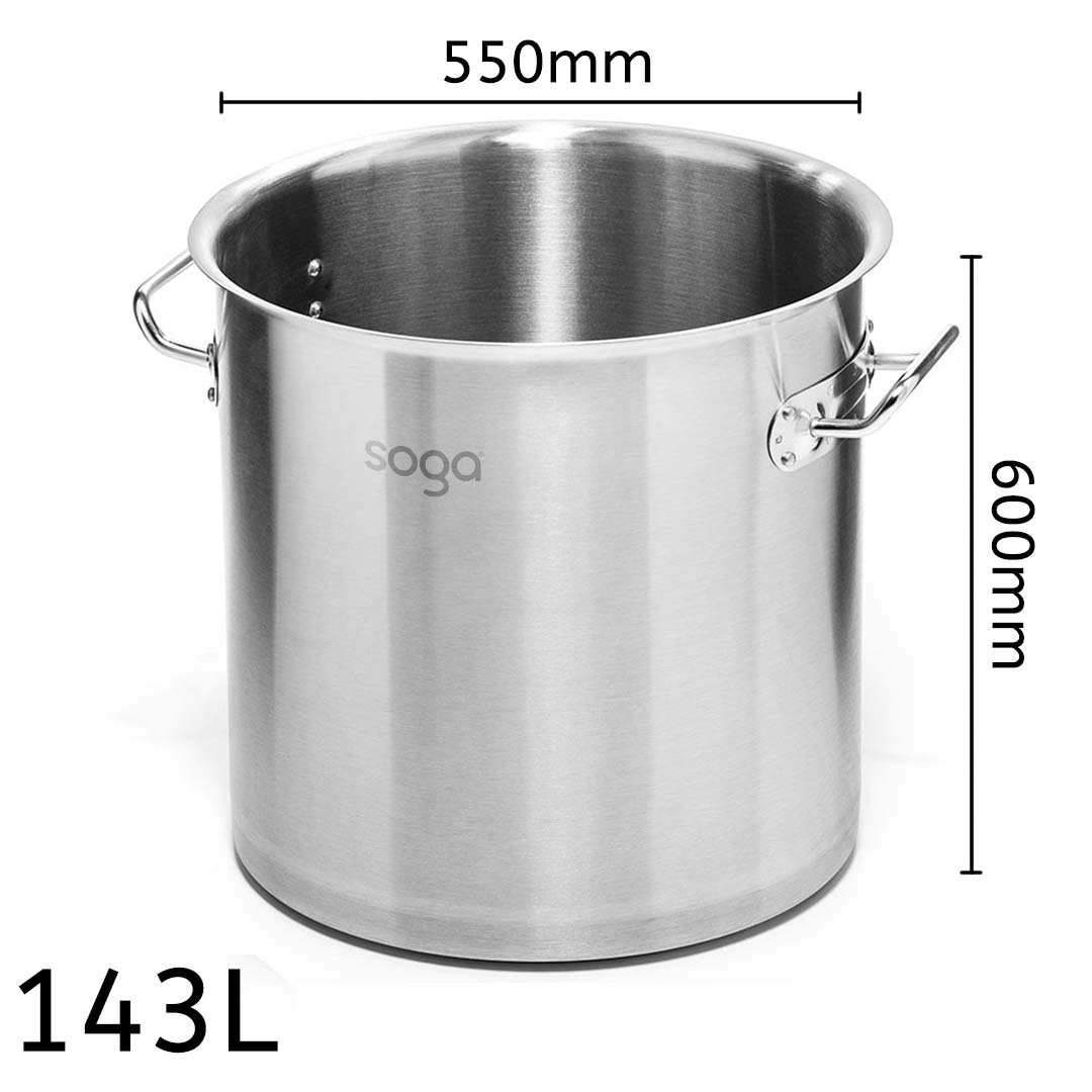 SOGA Stock Pot 143L Top Grade Thick Stainless Steel Stockpot 18/10 Without Lid, , , , , ,  - AU DEPOT 5