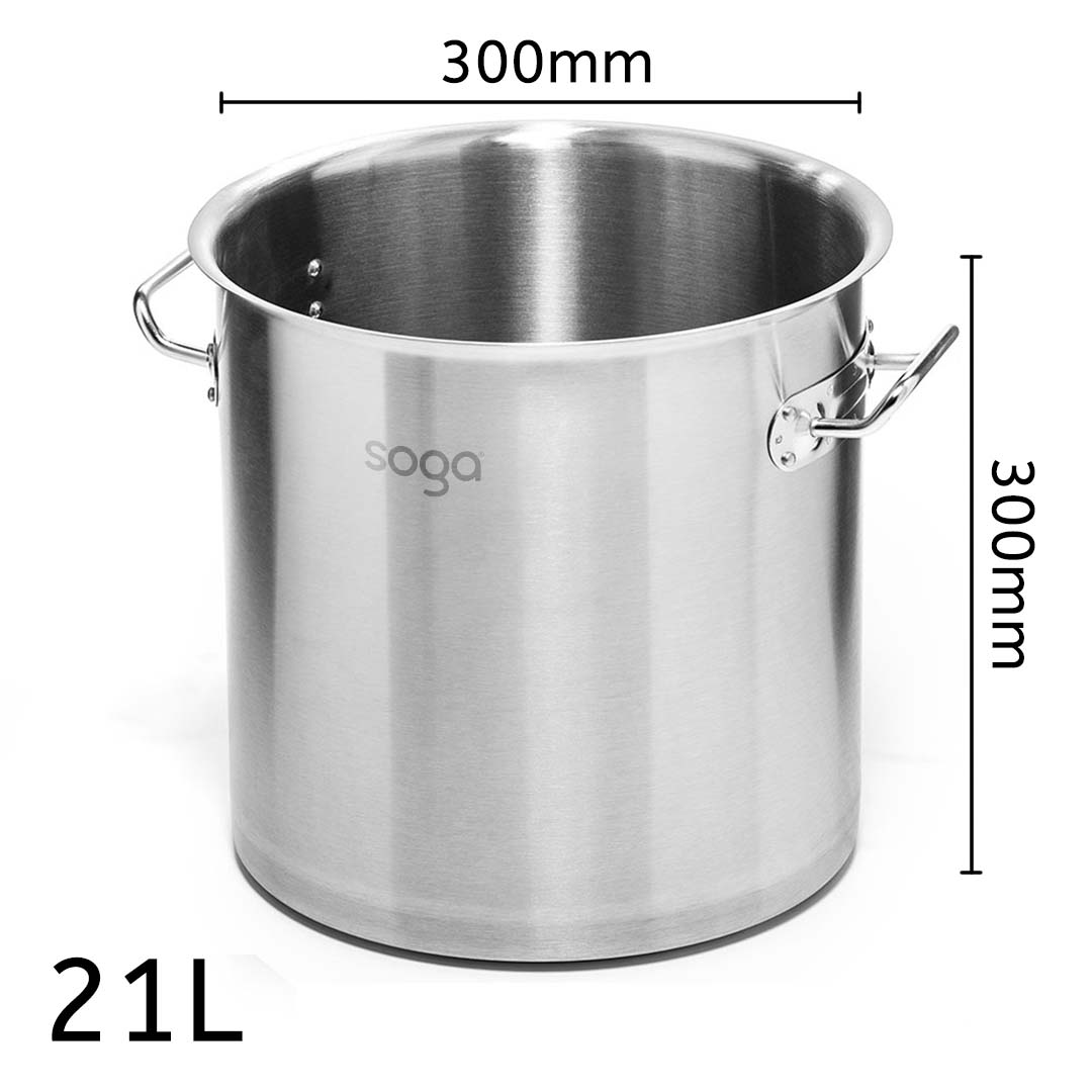 SOGA Stock Pot 21L Top Grade Thick Stainless Steel Stockpot 18/10 Without Lid, , , , , ,  - AU DEPOT 5