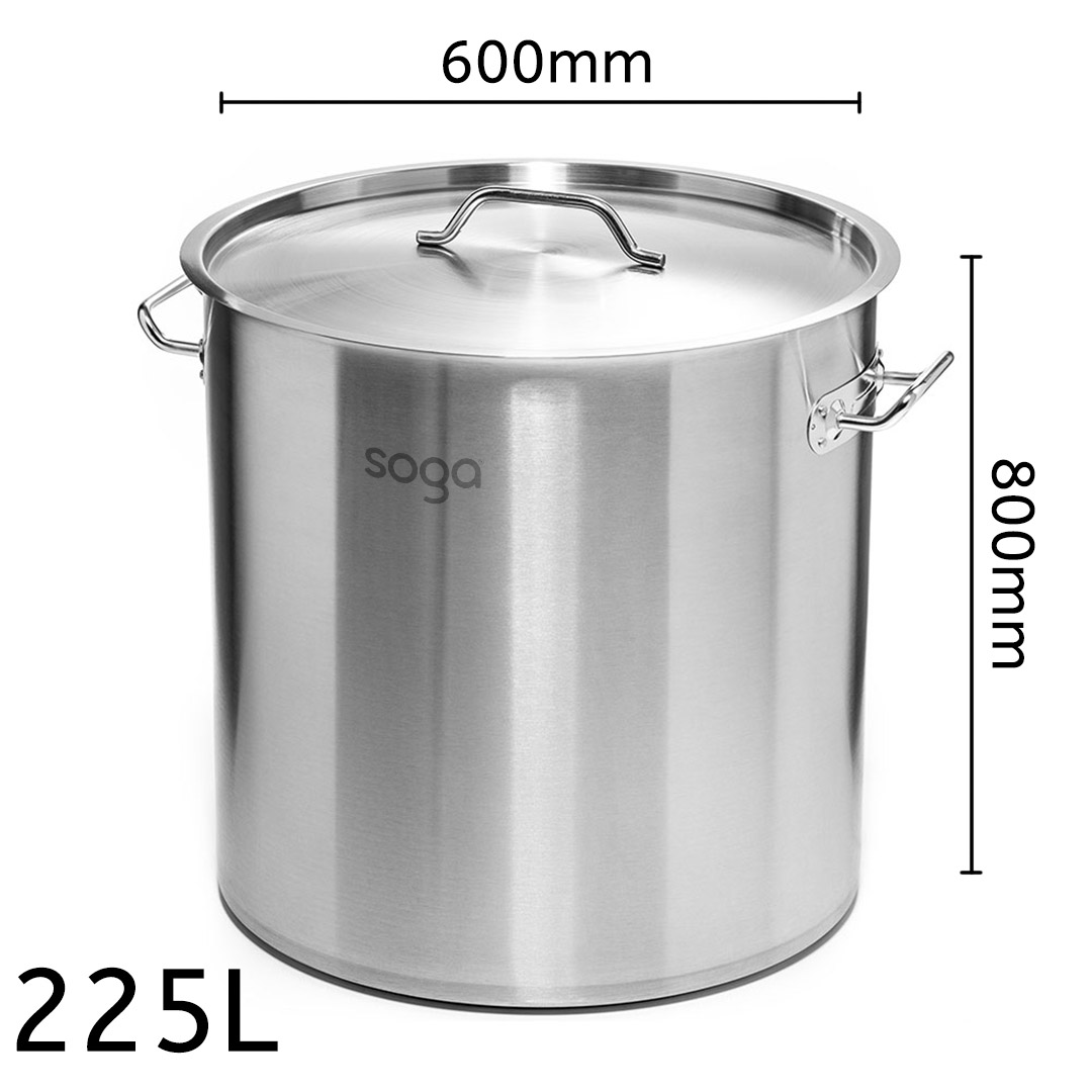 SOGA Stock Pot 225Lt Top Grade Thick Stainless Steel Stockpot 60CMX80CM 18/10, , , , , ,  - AU DEPOT 5