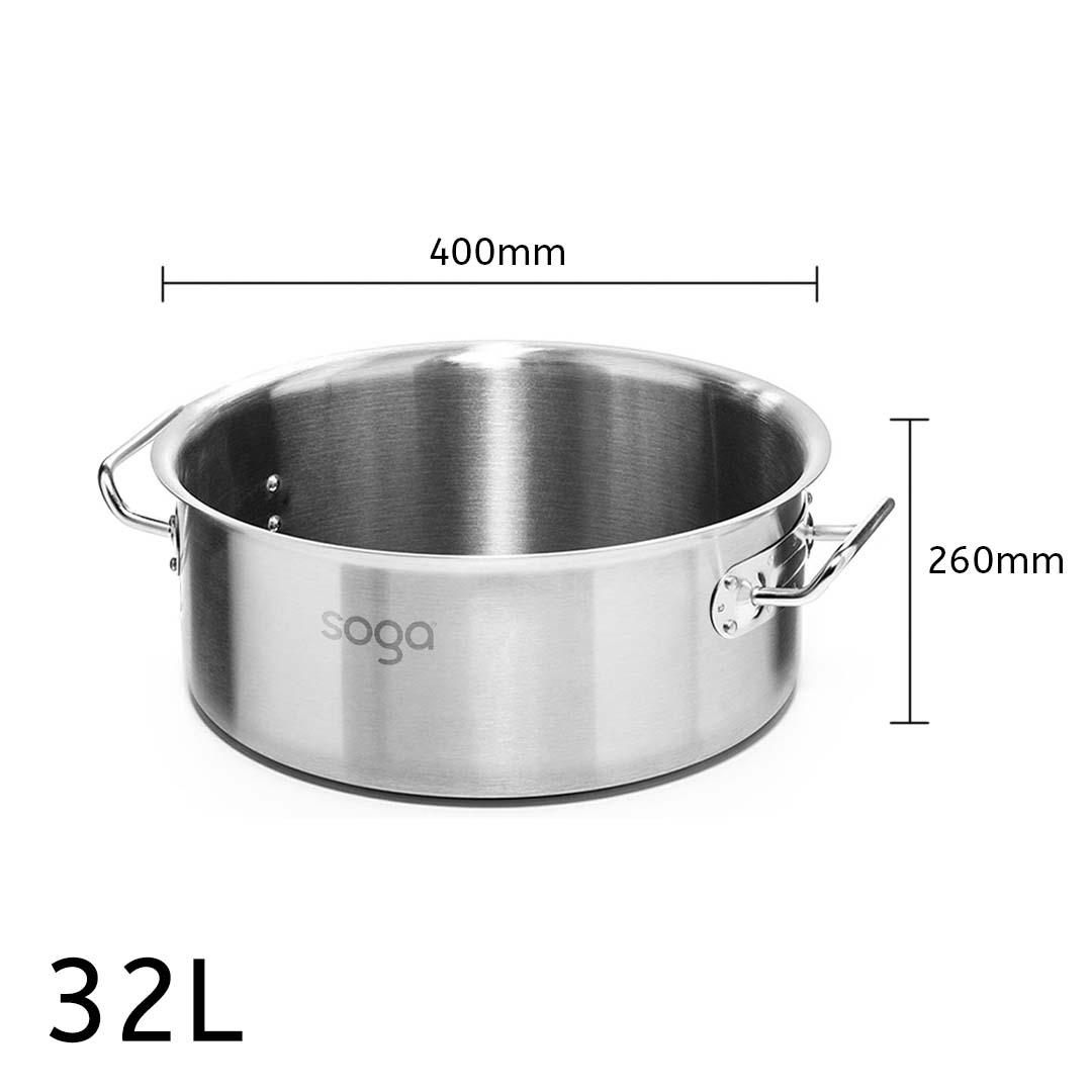 SOGA Stock Pot 32L Top Grade Thick Stainless Steel Stockpot 18/10 Without Lid, , , , , ,  - AU DEPOT 5