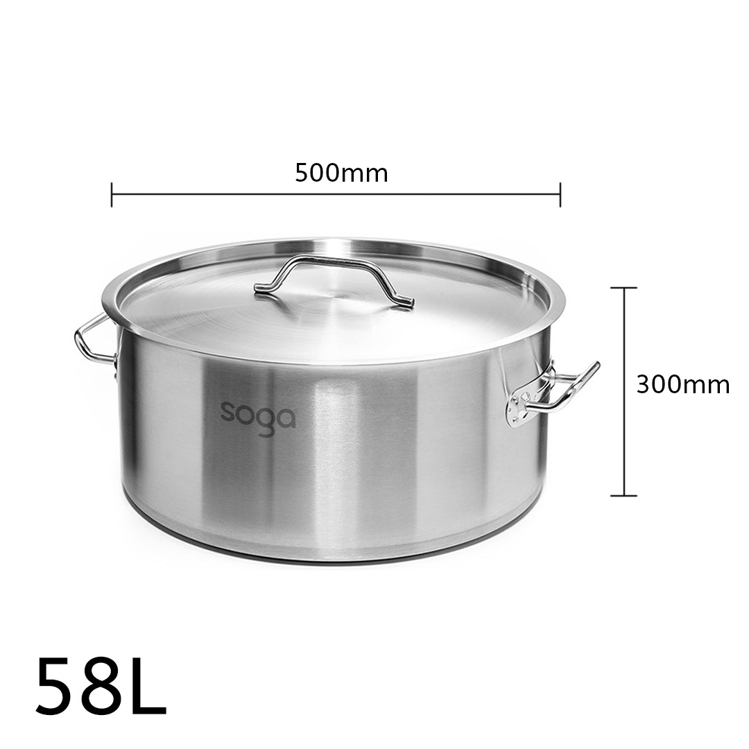 SOGA Stock Pot 58L Top Grade Thick Stainless Steel Stockpot 18/10, , , , , ,  - AU DEPOT 5