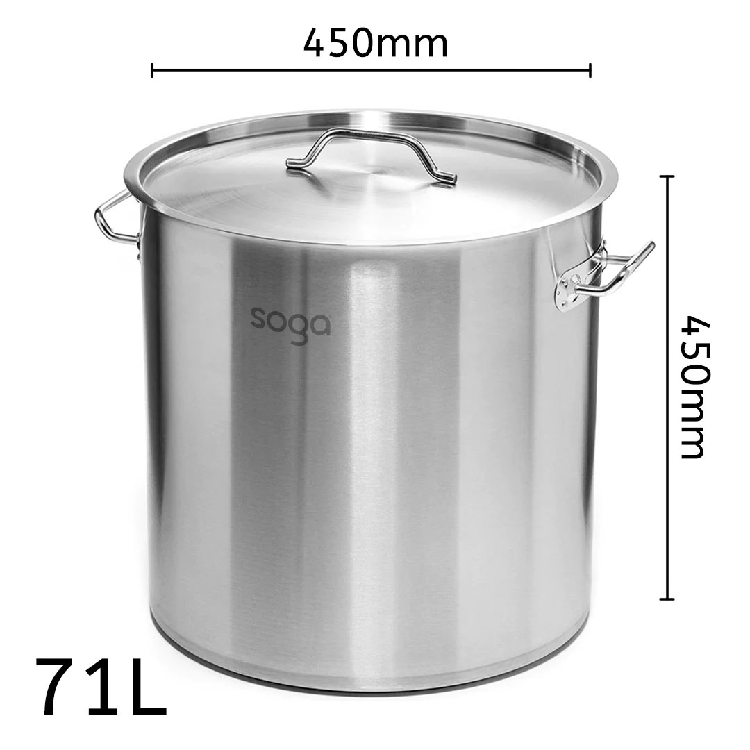 SOGA Stock Pot 71L Top Grade Thick Stainless Steel Stockpot 18/10, , , , , ,  - AU DEPOT 5