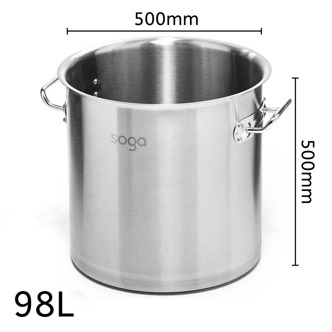 SOGA Stock Pot 98L Top Grade Thick Stainless Steel Stockpot 18/10 Without Lid, , , , , ,  - AU DEPOT 5