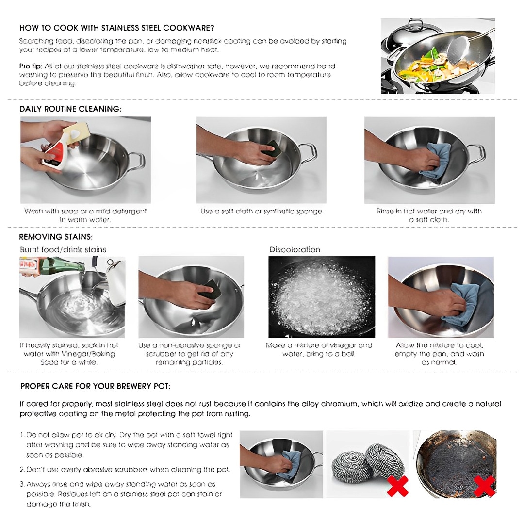 SOGA Stock Pot 98L Top Grade Thick Stainless Steel Stockpot 18/10 Without Lid, , , , , ,  - AU DEPOT 9