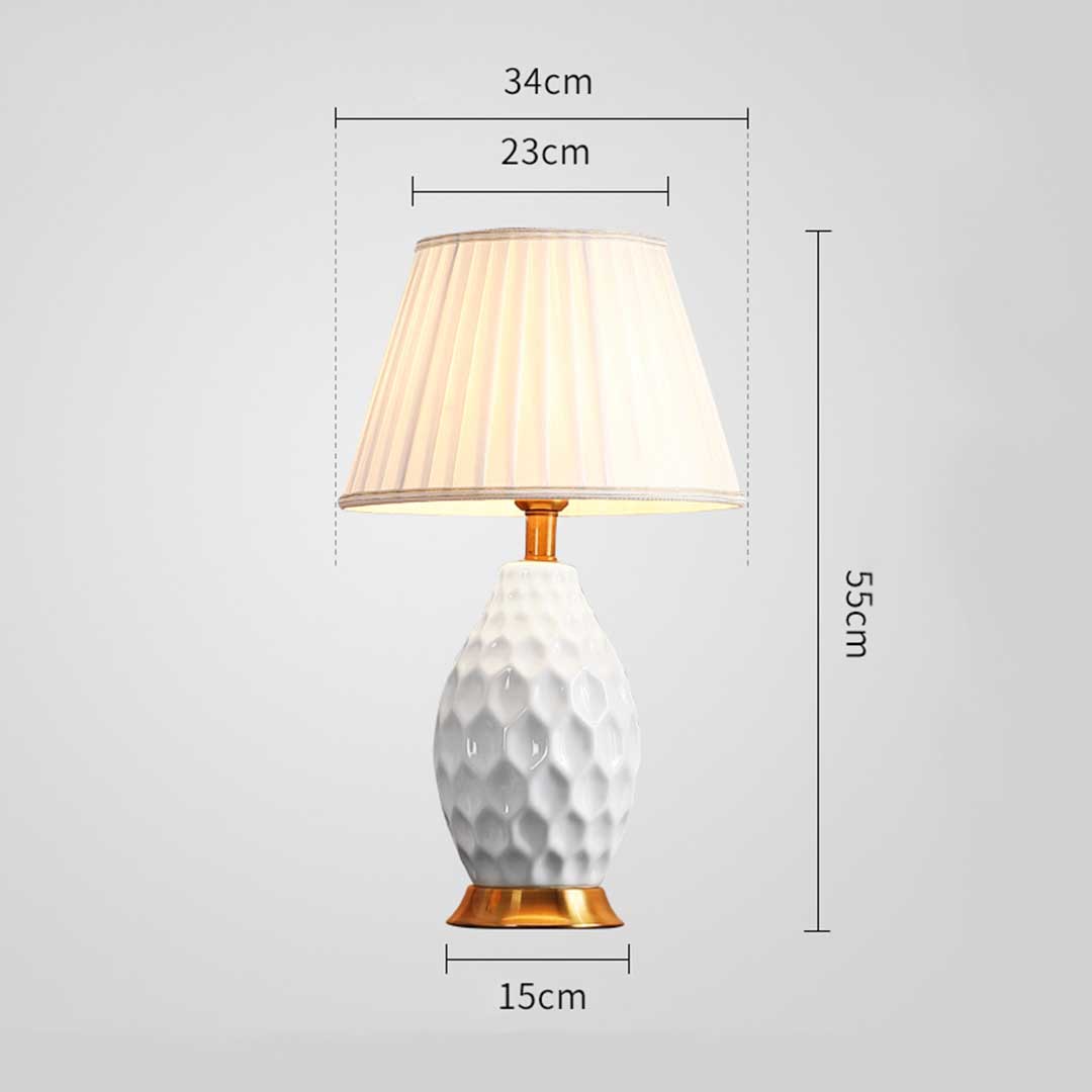 SOGA Textured Ceramic Oval Table Lamp with Gold Metal Base White, , , , , ,  - AU DEPOT 2