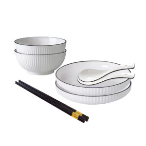 SOGA White Japanese Style Ceramic Dinnerware Crockery Soup Bowl Plate Server Kitchen Home Decor Set of 4, , , , , ,  - AU DEPOT 1