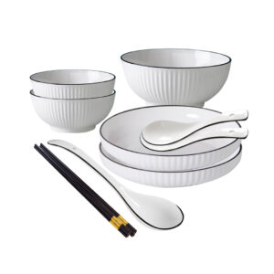 SOGA White Japanese Style Ceramic Dinnerware Crockery Soup Bowl Plate Server Kitchen Home Decor Set of 5, , , , , ,  - AU DEPOT 1