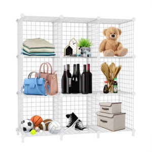 SOGA White Portable 9-Cube 3 Column Storage Organiser Foldable DIY Modular Grid Space Saving Shelf, , , , , ,  - AU DEPOT 1