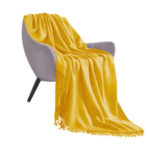 SOGA Yellow Acrylic Knitted Throw Blanket Solid Fringed Warm Cozy Woven Cover Couch Bed Sofa Home Decor, , , , , ,  - AU DEPOT 1