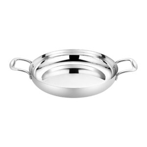 Soga 36cm Flat Base Seafood Dry Pot in Elegant Silver Finish with Durable for Kichen Essential casserole dishes VICSoupPot28 AU DEPOT - AU DEPOT