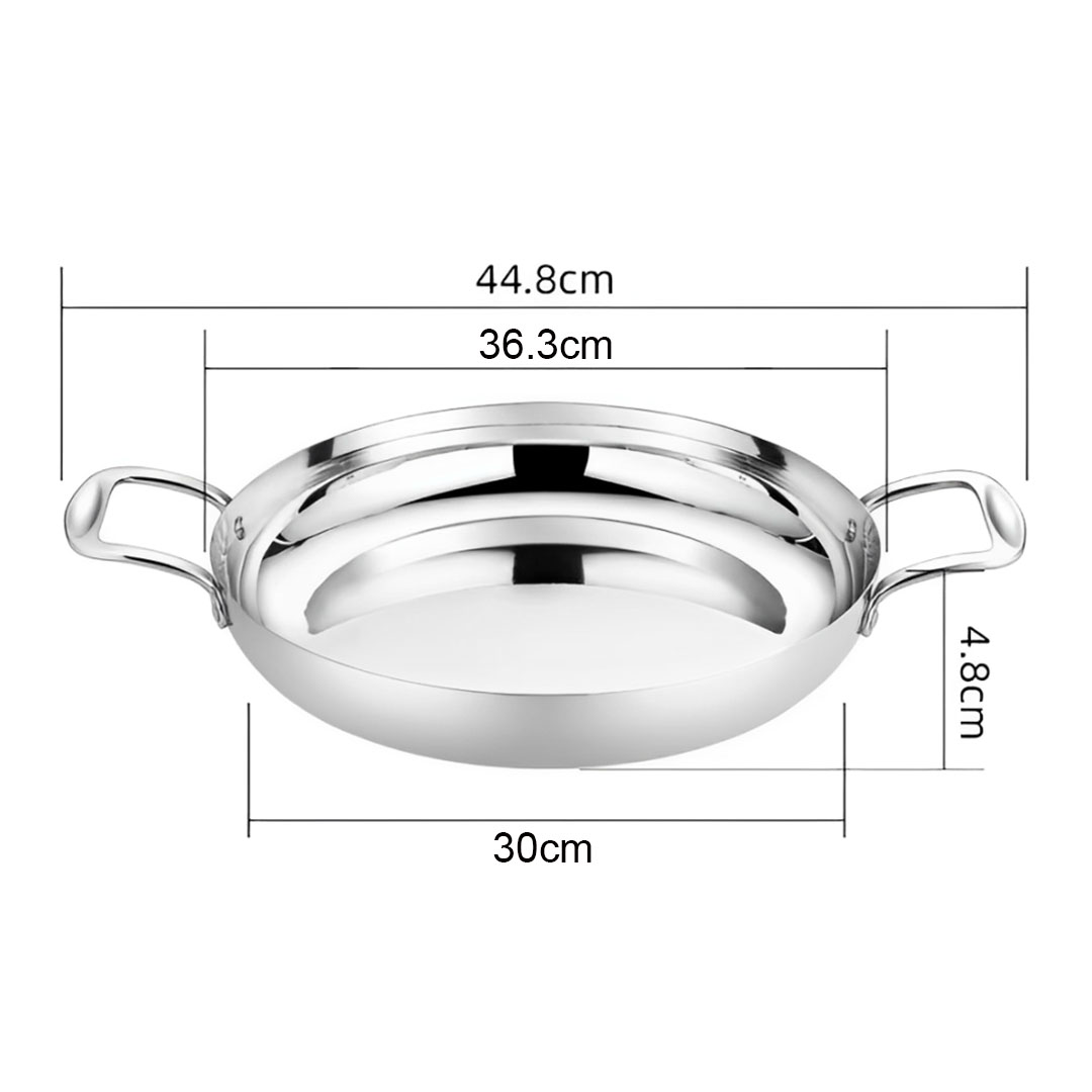 Soga 36cm Flat Base Seafood Dry Pot in Elegant Silver Finish with Durable for Kichen Essential, , , , , ,  - AU DEPOT 6