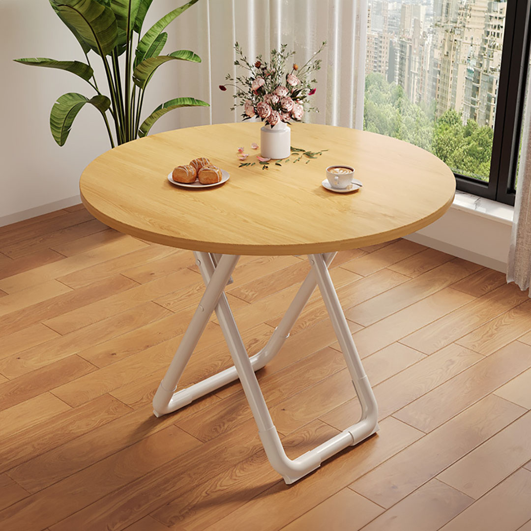 SOGA 2X 80cm Wood Color Round Table with White Legs Modern Design for Home Decor, , , , , ,  - AU DEPOT 2